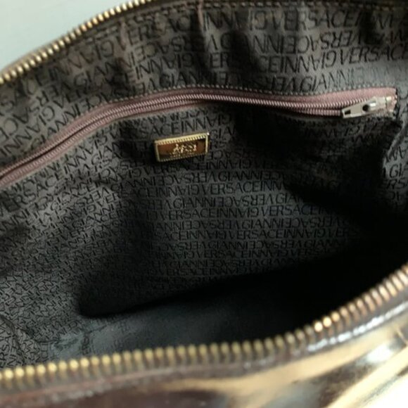 Vintage GIANNI VERSACE Brown Leather Medusa Large Shoulder Bag - Picture 8 of 8